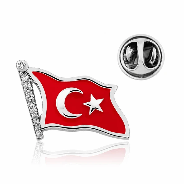 Harem Altın Gümüş Türk Bayrağı Rozet ürün görseli 1
