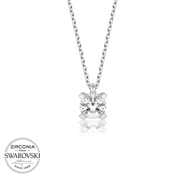 Swarovski Taşlı Harem Altın Gümüş Tektaş Bayan Kolye ürün görseli 1