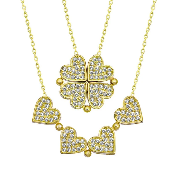 Harem Altın Gümüş Gold Kalpli Açılabilen Yonca Kadın Kolye ürün görseli 1