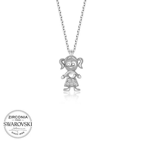 Swarovski Taşlı Harem Altın Gümüş Kız Çocuk Bayan Kolye ürün görseli 1
