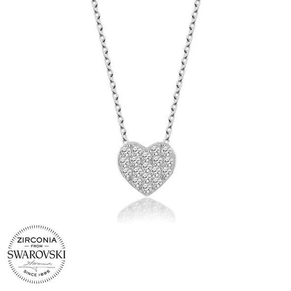 Swarovski Taşlı Harem Altın Gümüş Kalp Bayan Kolye ürün görseli 1