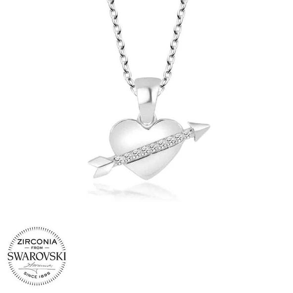 Swarovski Taşlı Harem Altın Gümüş Kalp Bayan Kolye ürün görseli 1