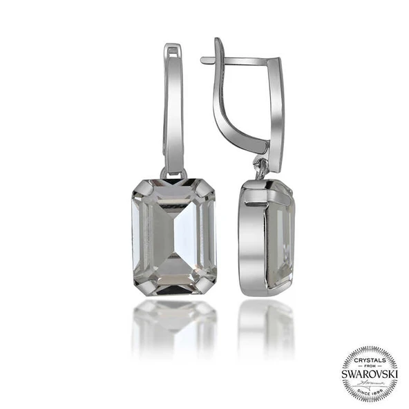 Swarovski Crystal Taşlı Harem Altın Gümüş Beyaz Baget Sallantılı Kadın Küpe ürün görseli 1