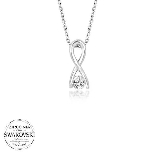Swarovski Taşlı Harem Altın Gümüş Sonsuzluk Bayan Kolye ürün görseli 1