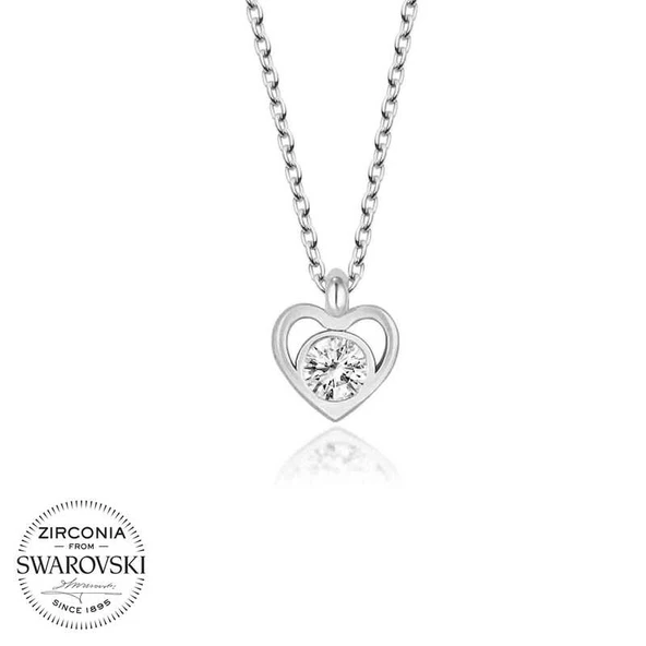 Swarovski Taşlı Harem Altın Gümüş Kalp Bayan Kolye ürün görseli 1