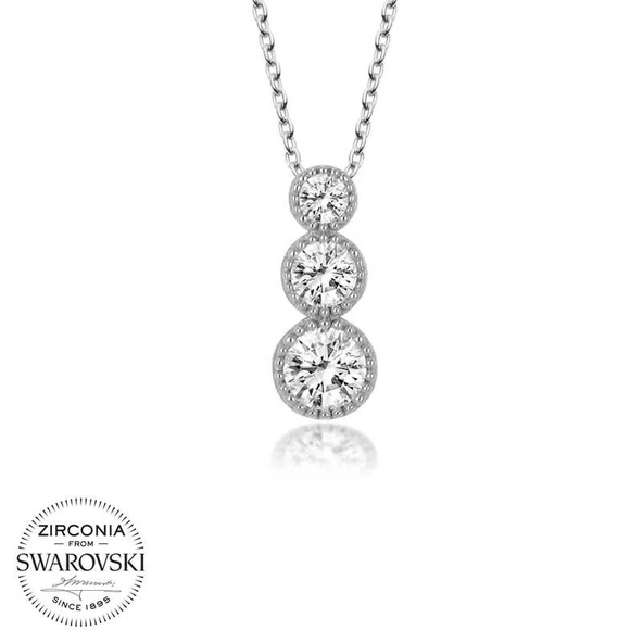Swarovski Taşlı Harem Altın Gümüş Üçtaş Tektaş Bayan Kolye ürün görseli 1