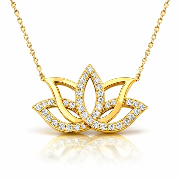 Harem Altın Gümüş Gold Lotus Çiçeği Kadın Kolye ürün görseli 1