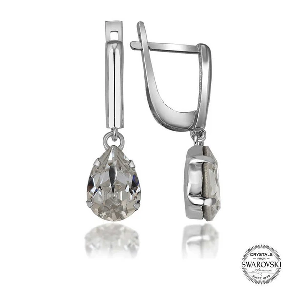 Swarovski Crystal Taşlı Harem Altın Gümüş Damla Sallantılı Kadın Küpe ürün görseli 1