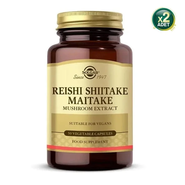 Solgar Reishi Shiitake Maitake Mushroom Extract 50 Kapsül 2 adet ürün görseli 1