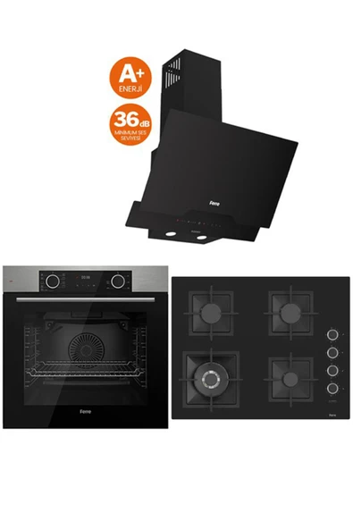 Ferre FRYART AİRFRYER HAVA FRİTÖZÜ YAĞSIZ KIZARTMA BLACK PLUS 3LÜ CAM ANKASTRE SET (XE63MI-SC405-D063-SA) ürün görseli 1