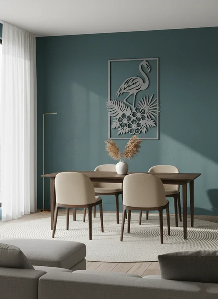 Flamingo Kuş Figürlü Metal Duvar Tablosu - Resim 4
