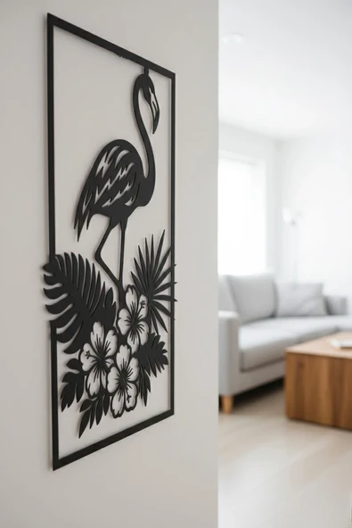 Flamingo Kuş Figürlü Metal Duvar Tablosu - Resim 2