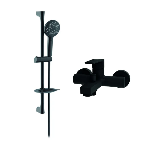Creavit SH493S Sürgülü Duş Sistemi ve Sharp Banyo Armatürü Seti Mat Siyah ürün görseli 1