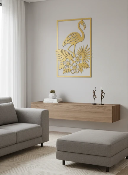 Flamingo Kuş Figürlü Metal Duvar Tablosu - Resim 5