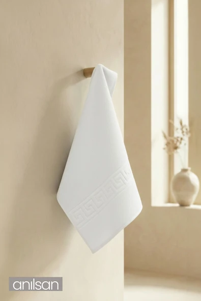 Beyaz Greek El Havlusu - 50x90 Cm, 225 Gr, %100 Pamuk, Spa Ve Otel Havlusu ürün görseli 1