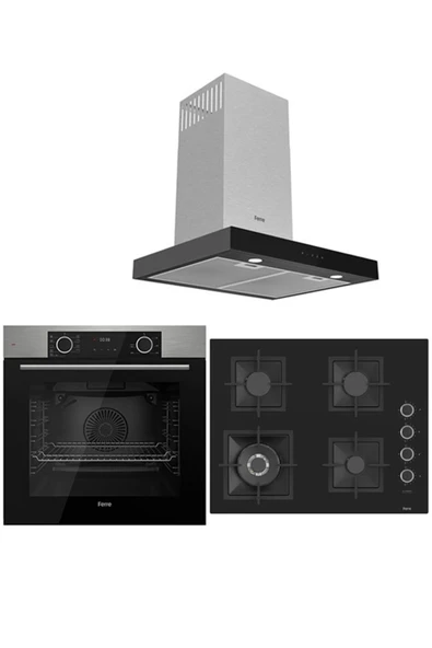 Ferre FRYART AİRFRYER HAVA FRİTÖZÜ YAĞSIZ KIZARTMA BLACK PLUS 3LÜ CAM ANKASTRE SET (XE63MI-SC405-D100) ürün görseli 1