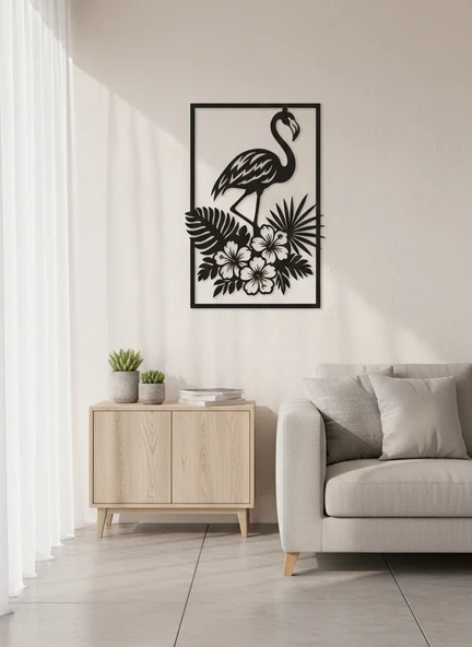 Flamingo Kuş Figürlü Metal Duvar Tablosu - Resim 3