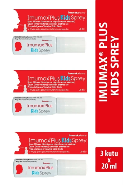 Imumax 3 Yaş Ve Üstü Boğaz Spreyi - 20 ml 3 Adet ürün görseli 1