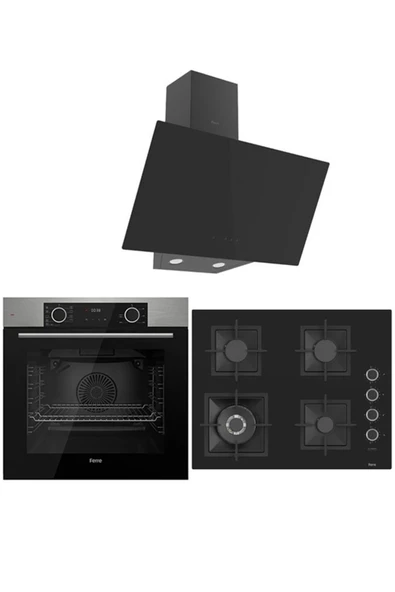 Ferre FRYART AİRFRYER HAVA FRİTÖZÜ YAĞSIZ KIZARTMA BLACK PLUS 3LÜ CAM ANKASTRE SET (XE63MI-SC405-D077) ürün görseli 1
