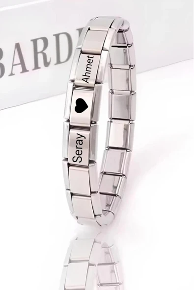 C&On Design Kişiye Özel Isim Yazılı Italyan Charm 18cm Çelik Bileklik sevgiliye hediye ürün görseli 1