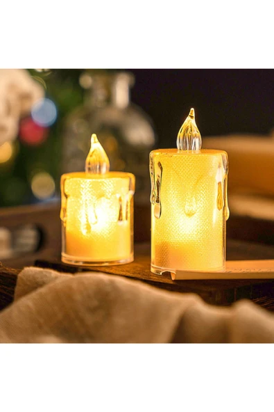 C&On Design Dekoratif Alevsiz Led Işıklı Pilli Mum Masaüstü Şık ve Güvenli Gece Lambası  Dekor Olarak Kullanın ürün görseli 1