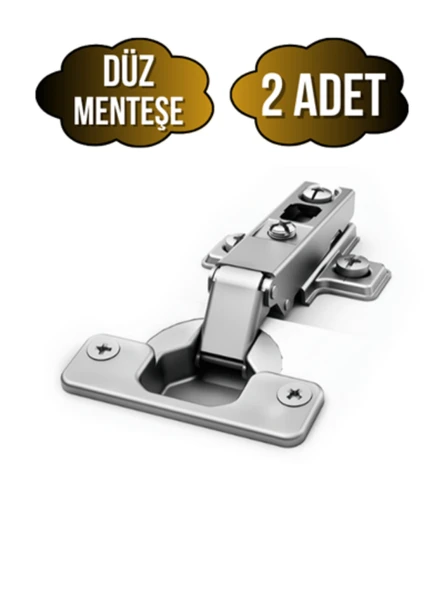 Düz Dolap Kapak Menteşesi Tas Menteşe(DÜZ MENTEŞE) Krom DÜZ - 2 ADET ürün görseli 1