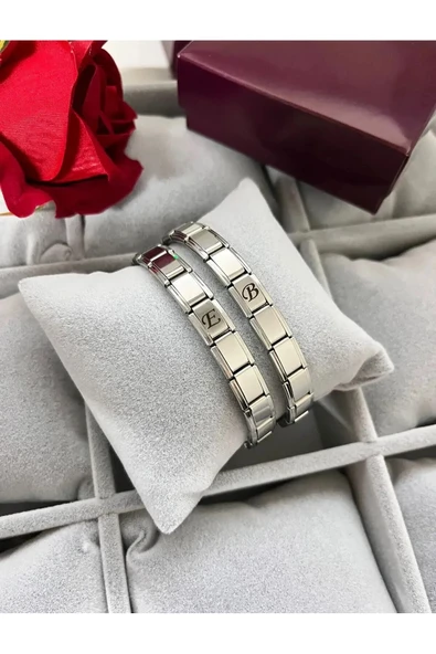 C&On Design Baş Harfi Çift Bilekliği İtalyan Charm Sevgili bilekliği Kalp AŞK ürün görseli 1