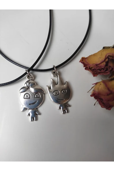C&On Design Ateş Su Kolye Ve Kırmızı - Mavi Bileklik ürün görseli 1