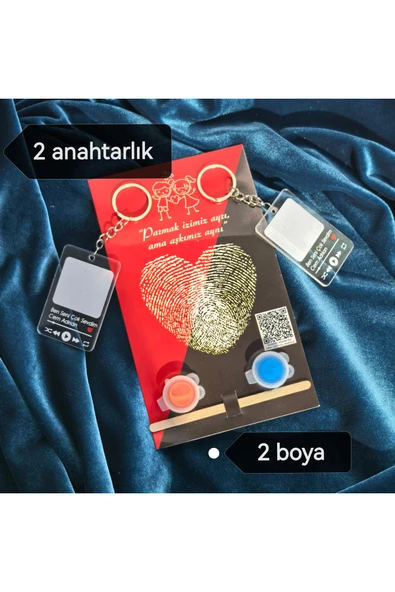 C&On Design Parmak izi çift anahtarlık sevgili arkadaşlık anahtarlık 2li süpriz şarkı ürün görseli 1