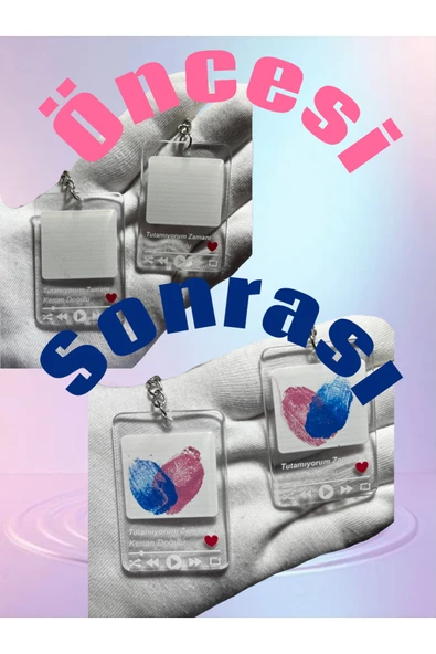 C&On Design SEVGİLİ PARMAK İZİ ANAHTARLIK - ŞEFAF - HEDİYELİK ürün görseli 1