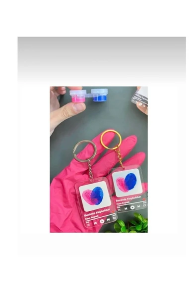 C&On Design 14 Şubat sevgilier gününe özel parmak izi anahtarlık seti ürün görseli 1