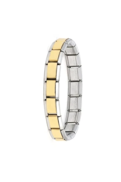 C&On Design Çift Renkli Dışı Gümüş Içi Gold 9mm Paslanmaz Çelik Italyan Charm Bileklik ürün görseli 1