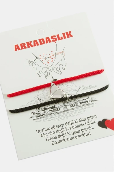 C&On Design NRTMSA 2li Kalp Mıknatıslı (202133) Arkadaşlık Bilekliği-Kırmızı ürün görseli 1