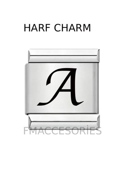C&On Design İTALYAN ÇELİK CHARM ÇELİK CHARM A HARFİ İSİM TARİH BAŞ HARF YAZILIR 9 MM FMACCESORİES ürün görseli 1