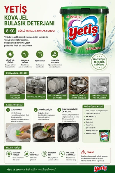 Yetiş SK007077 Kova Jel Bulaşık Deterjanı 8 Kg ürün görseli 1