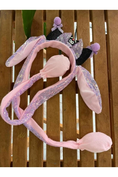 C&On Design Kulakları Hareket Eden Peluş Kuromi Kulaklık Taç Siyah ürün görseli 1