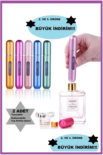 C&On Design 2 Adet Parfüm Şişesinden Dolabilir Cep Parfüm Şişesi, Seyahat Tipi Doldurulabilir Mini Sprey Şişe ürün görseli 1