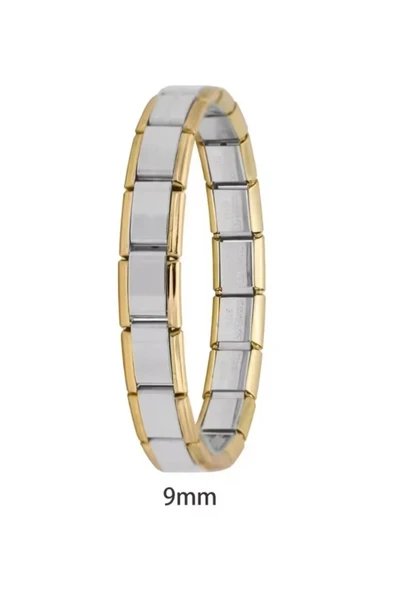 C&On Design Çift Renkli Dışı Gold İçi Gümüş 9mm Paslanmaz Çelik İtalyan Charm Bileklik ürün görseli 1