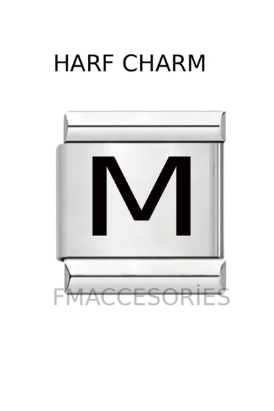C&On Design İTALYAN ÇELİK CHARM ÇELİK CHARM M HARFİ İSİM TARİH BAŞ HARF YAZILIR 9 MM FMACCESORİES ürün görseli 1