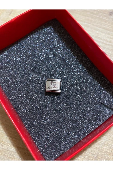 C&On Design Atatürk Silüeti Atatürk Temalı Charm – Türk Bayrağı & – İtalyan Charm Bileklik Uyumlu Çelik ürün görseli 1