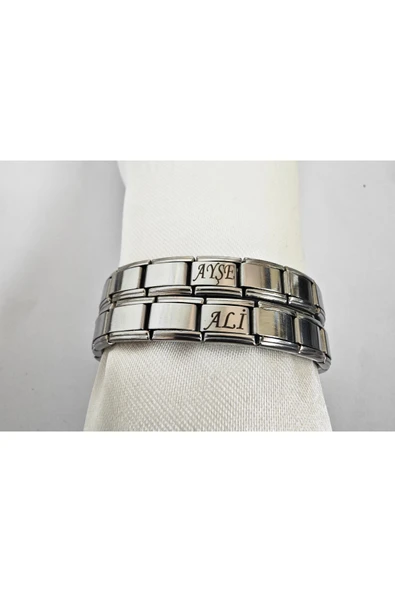 C&On Design Kişiye Özel Charm Nomination Çift Bileklik Isim Yazılır Unisex Çelik ürün görseli 1