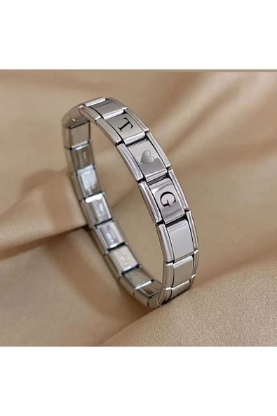 C&On Design İtalyan Charm Çelik Bileklik - Kişiye Özel İsim Yazılan - Sevgiliye - Eşe - Hediye Bileklik ürün görseli 1