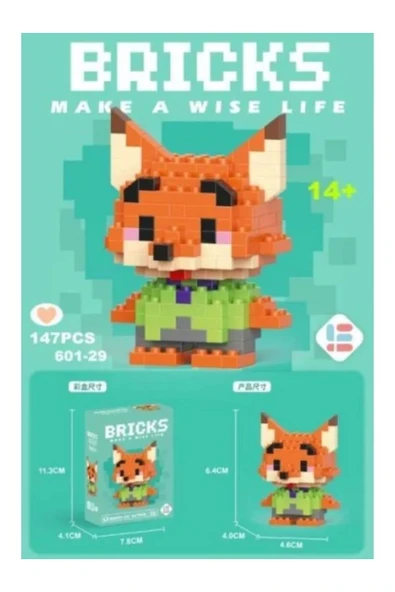 C&On Design Bricks Nick Fox Tilki Yap Boz 3d Puzzle Mini Lego ürün görseli 1