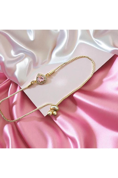 C&On Design ✨ “Aşkın Işıltısı: Pembe Kalp Taşlı Bileklik” ürün görseli 1