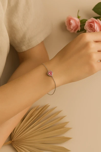 C&On Design Aşkın Simgesi Pembe Kalpli Bileklik - Resim 2