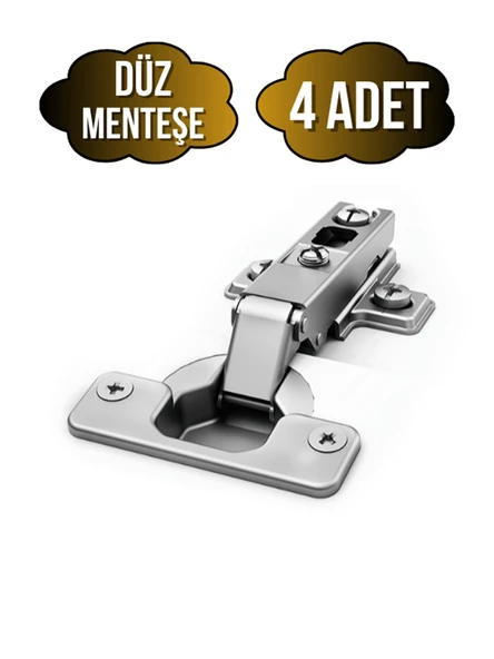 Düz Dolap Kapak Menteşesi Tas Menteşe(DÜZ MENTEŞE) Krom DÜZ - 4 ADET ürün görseli 1
