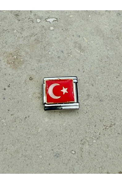 C&On Design Türk Bayrağı Figürlü Çelik Charm I İtalyan Bİleklik Çelik Charm I Çelik Bileklik Charmları ürün görseli 1