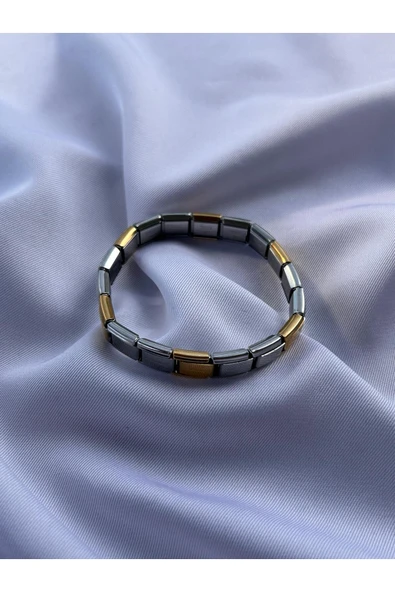 C&On Design İTALYAN ÇELİK GOLD-SİLVER BİLEKLİK - Resim 3