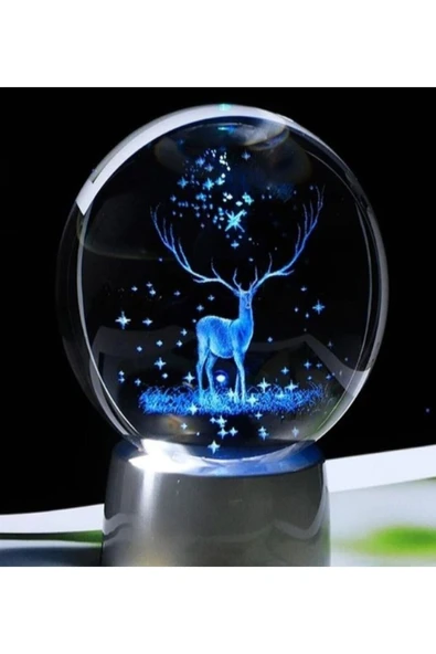 C&On Design 3D Geyikli Renk Değiştiren Kristal Küre ürün görseli 1