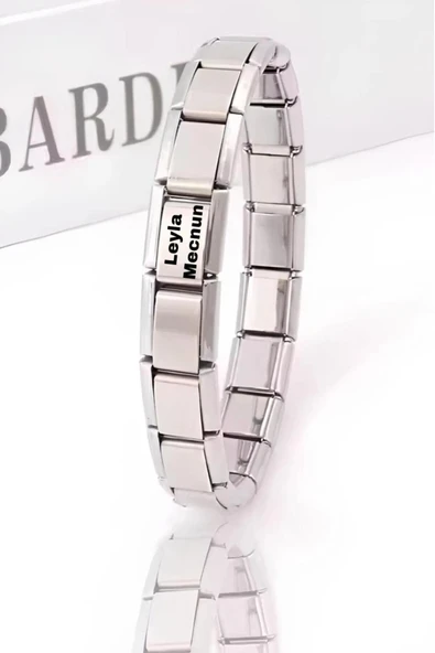 C&On Design Kişiye Özel isim Yazılı italyan Charm 18 cm Çelik Bileklik sevgiliye hediye ürün görseli 1